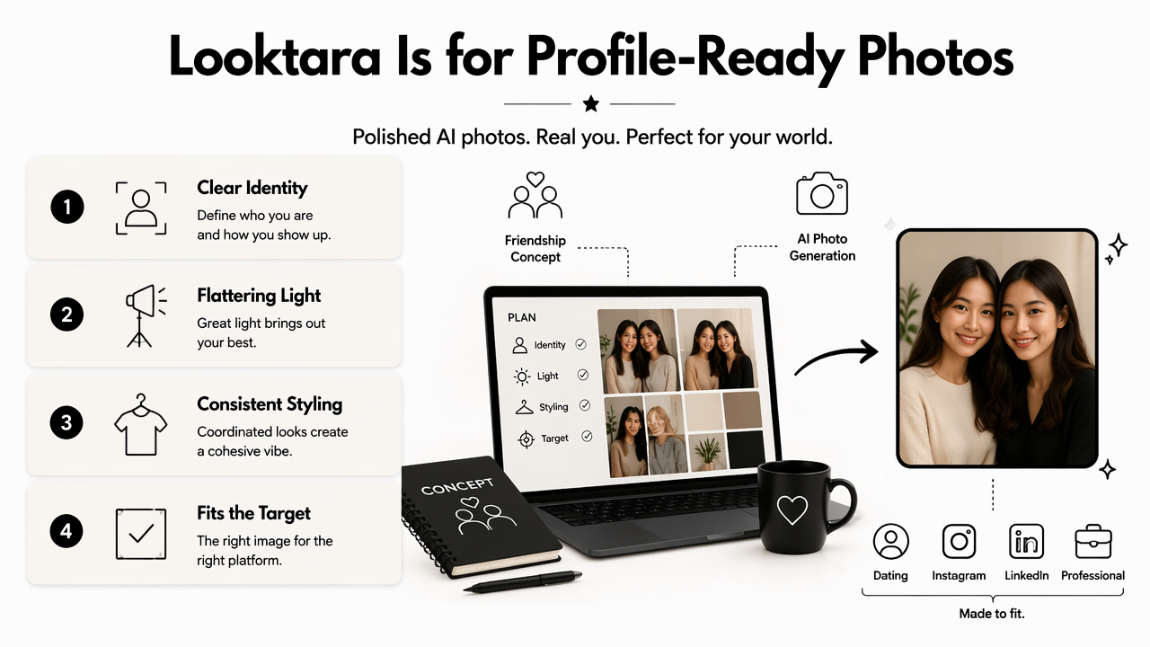 Illustration for How Looktara handles friendship-style photo creation