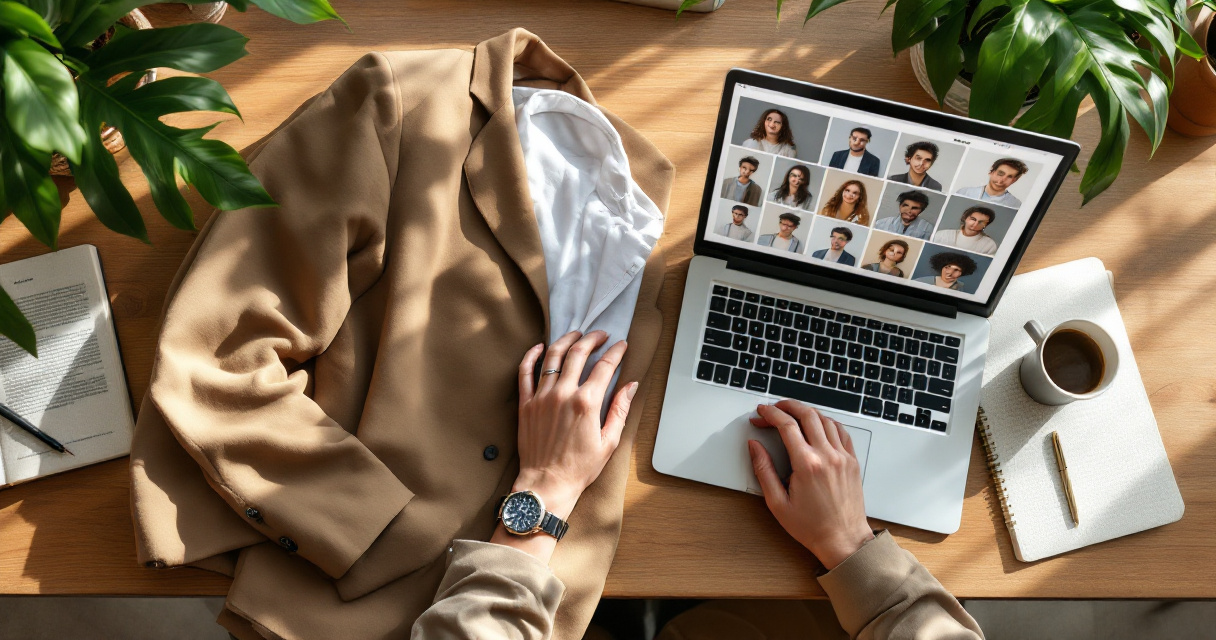 Hands planning believable AI lifestyle profile photos with outfits and personal objects
