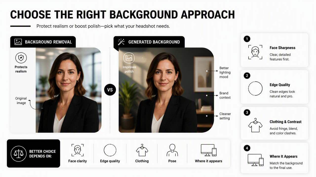 Illustration for How does each option affect professional headshot quality?