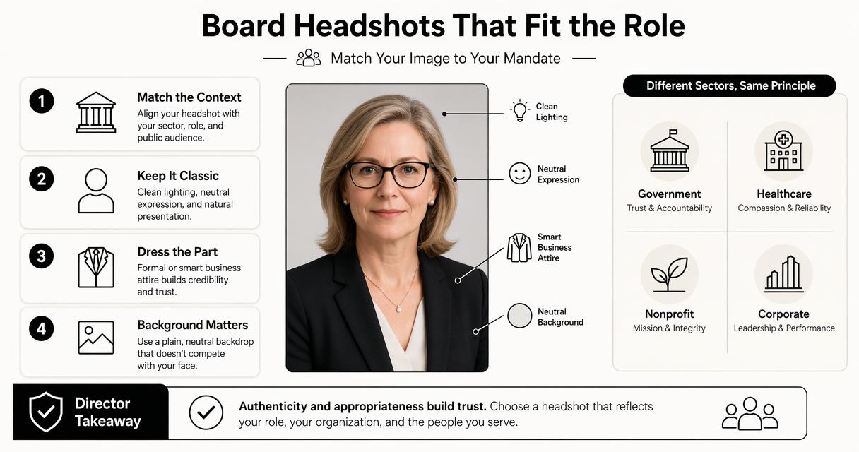 Illustration for How should board directors choose the right executive headshot style?