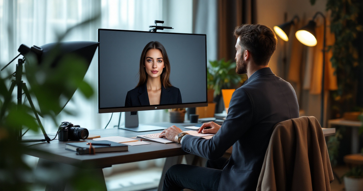 Creative studio reviewing refined professional headshot styling for outreach and email signature use