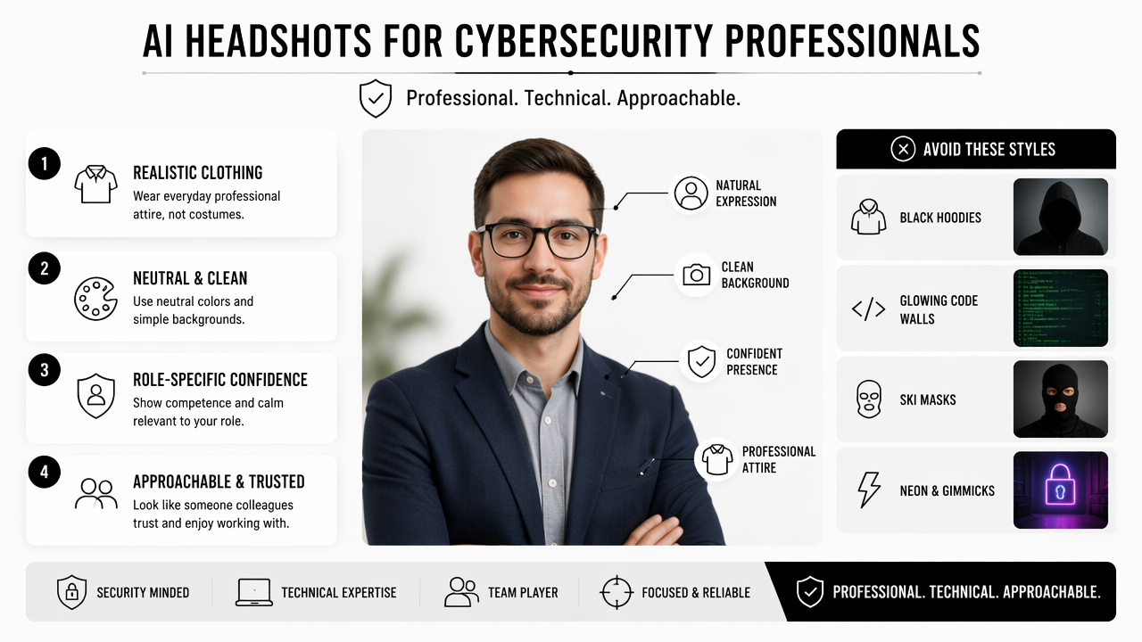 Illustration for How should an AI headshot for cybersecurity professionals be styled?