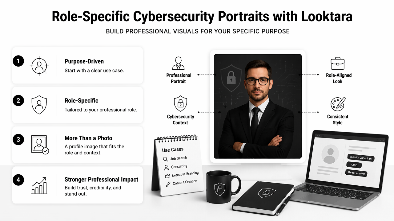 Illustration for How does Looktara support role-specific cybersecurity portraits?