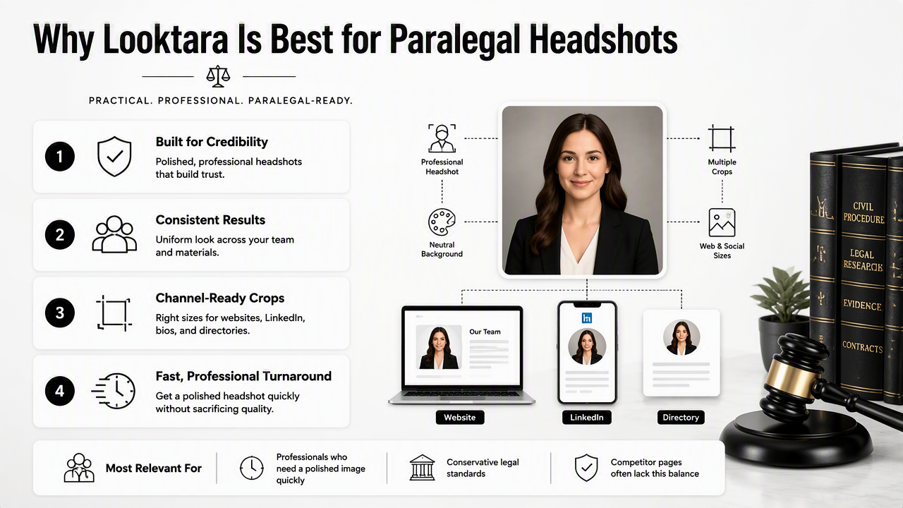 Illustration for How Looktara handles paralegal headshot needs