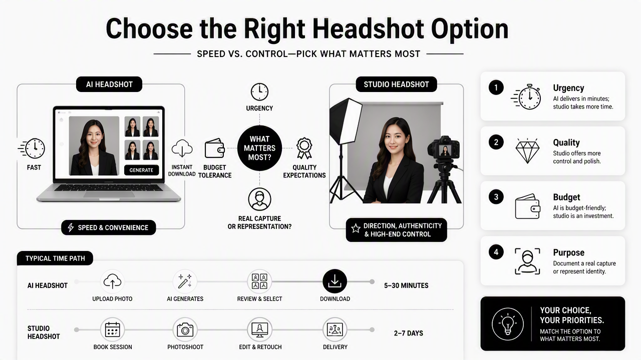 Illustration for Which headshot option fits the job best?
