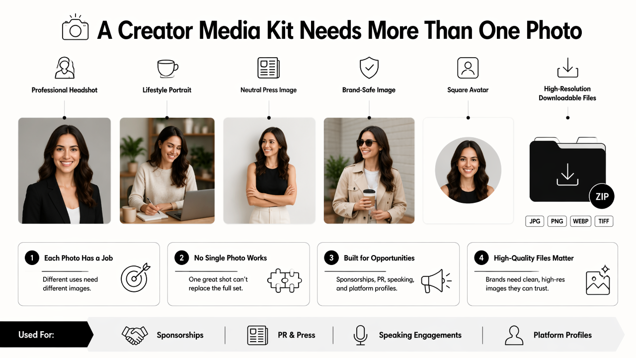 Illustration for Which photos belong in a creator media kit?