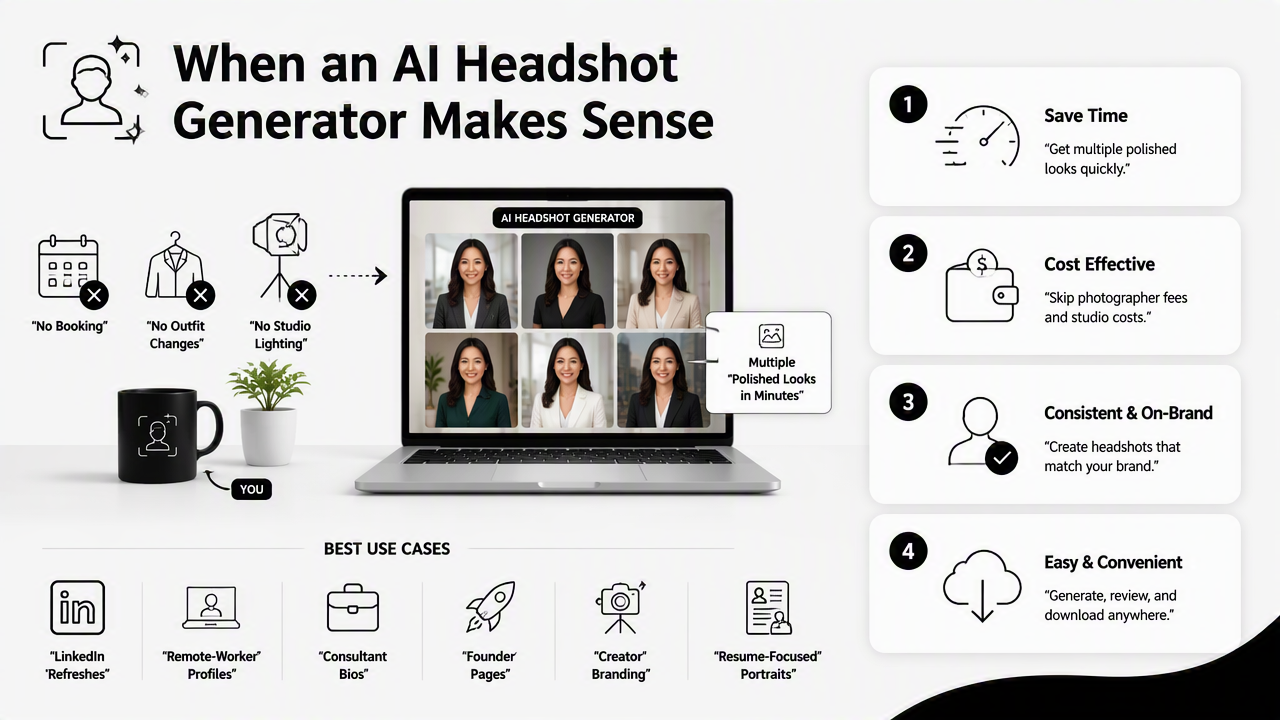 Illustration for When does an AI headshot generator make more sense?