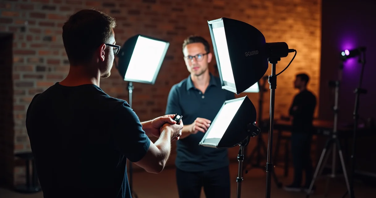 Professional photography studio lighting setup demonstrating techniques for natural looking portrait results