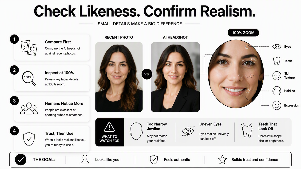 Illustration for How should likeness and facial realism be checked?