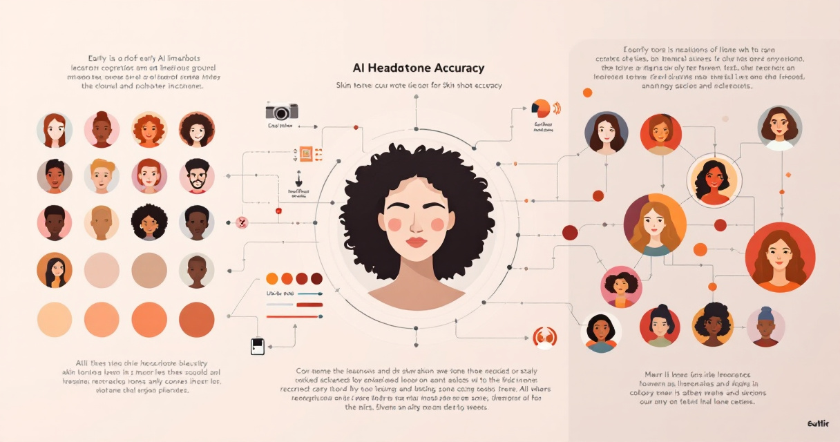 Infographic showing the evolution of AI headshot technology and improvements in accurate skin tone representation for professional portraits.
