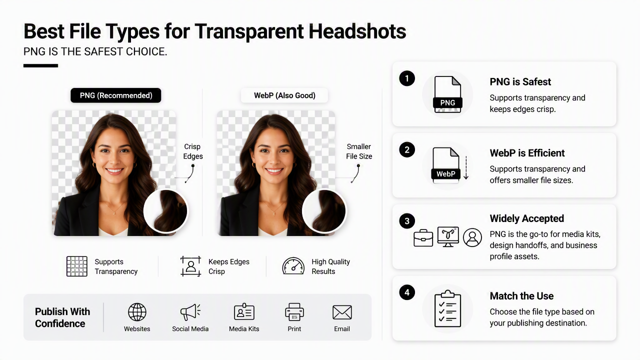 Illustration for Which file type is best for transparent headshots?