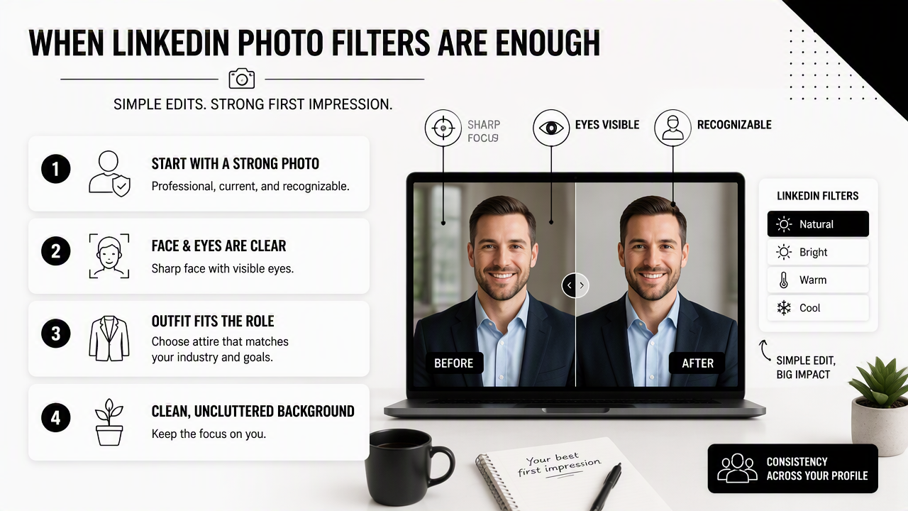 Illustration for When are LinkedIn photo filters enough?