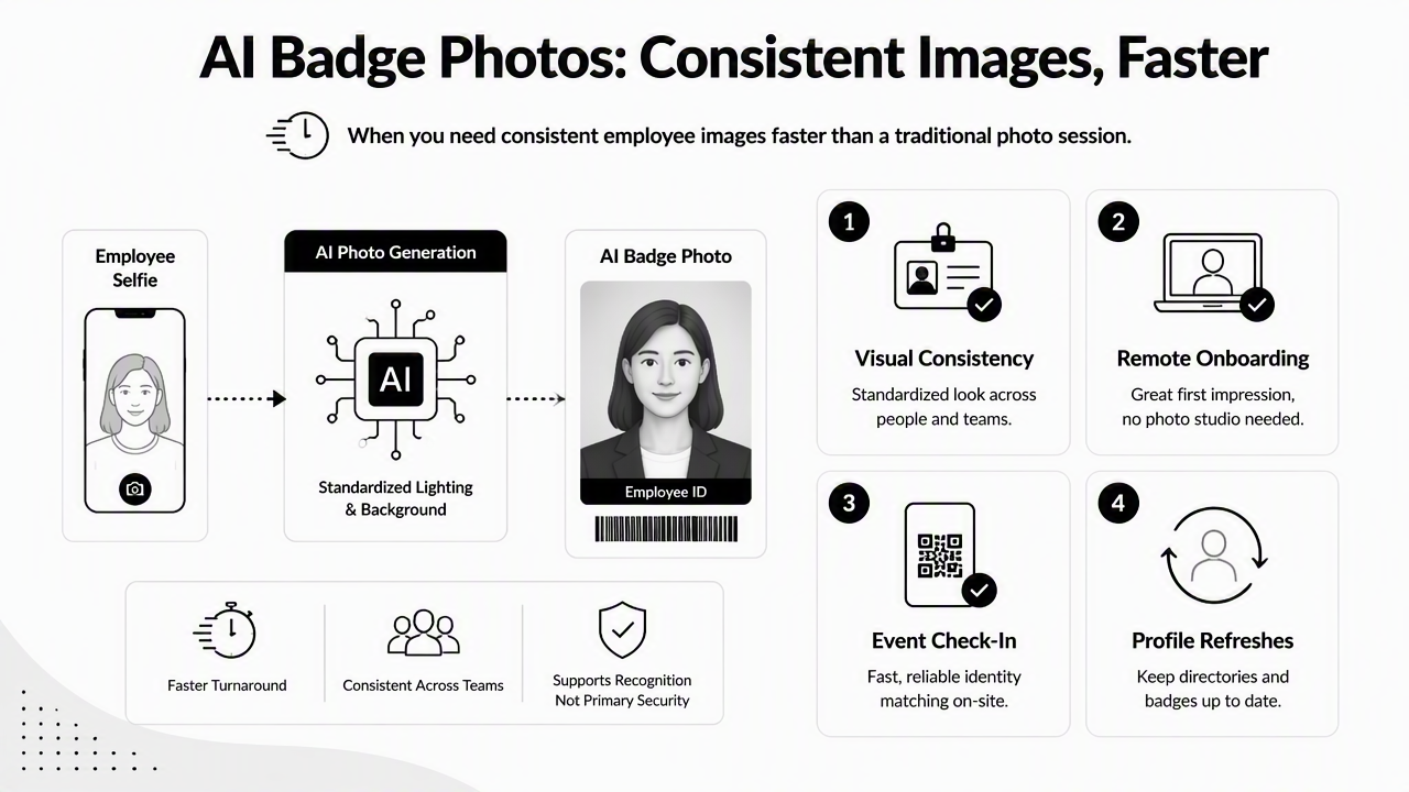 Illustration for Where AI badge photos help most