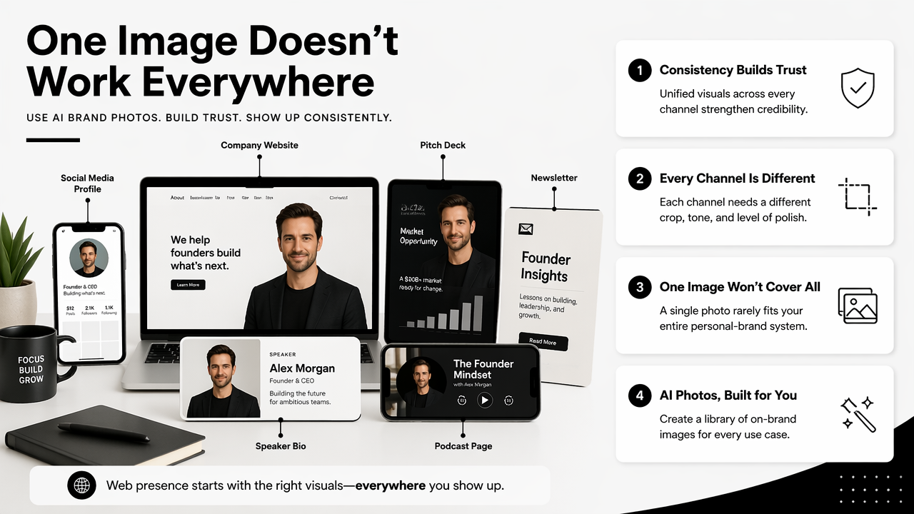 Illustration for Where should entrepreneurs use AI brand photos?