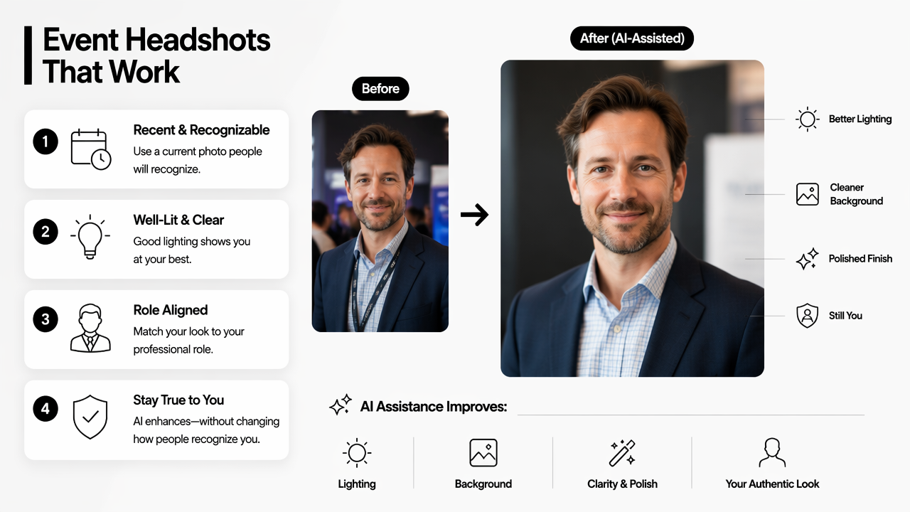 Illustration for How should an event headshot be chosen?