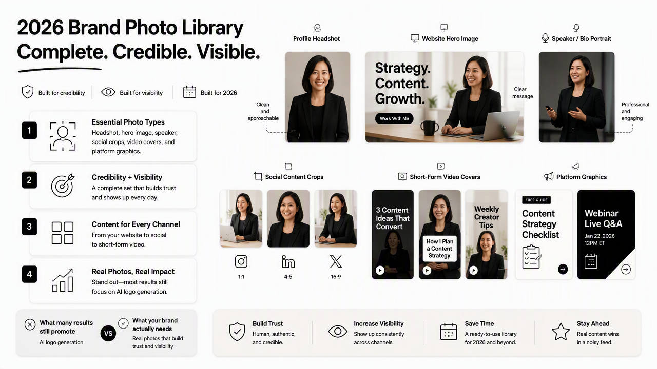 Illustration for Which images belong in a 2026 brand photo library?