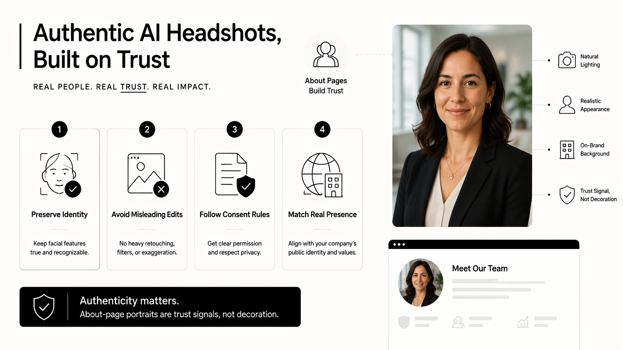 Illustration for How can AI headshots stay authentic and brand-safe?