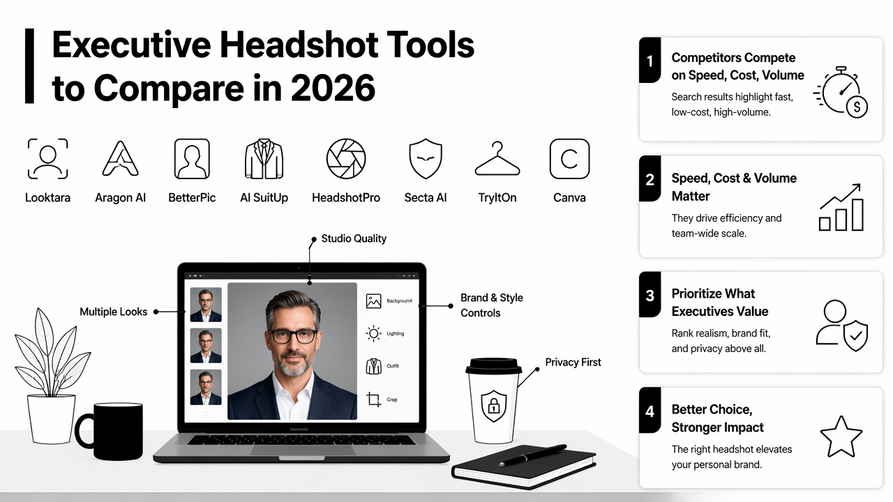 Illustration for Which AI headshot tools are strongest for executive use?