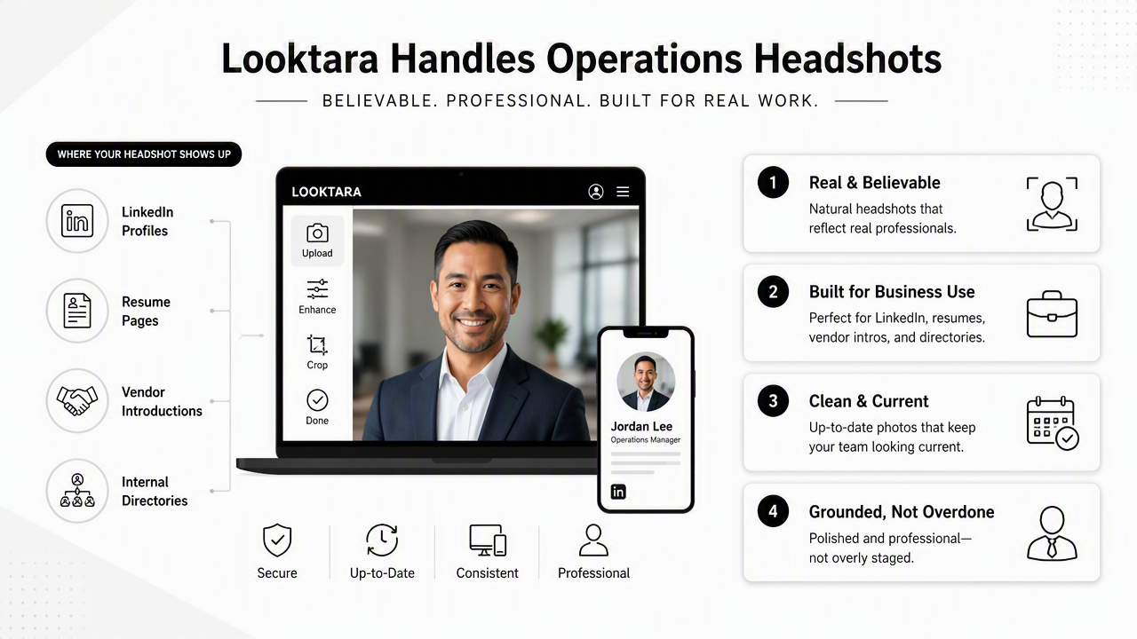 Illustration for How Looktara handles operations headshots