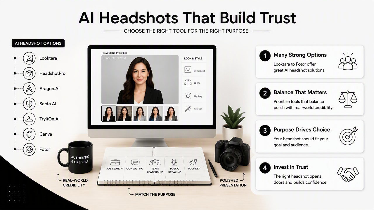 Illustration for Top AI headshot tools for PM career profiles