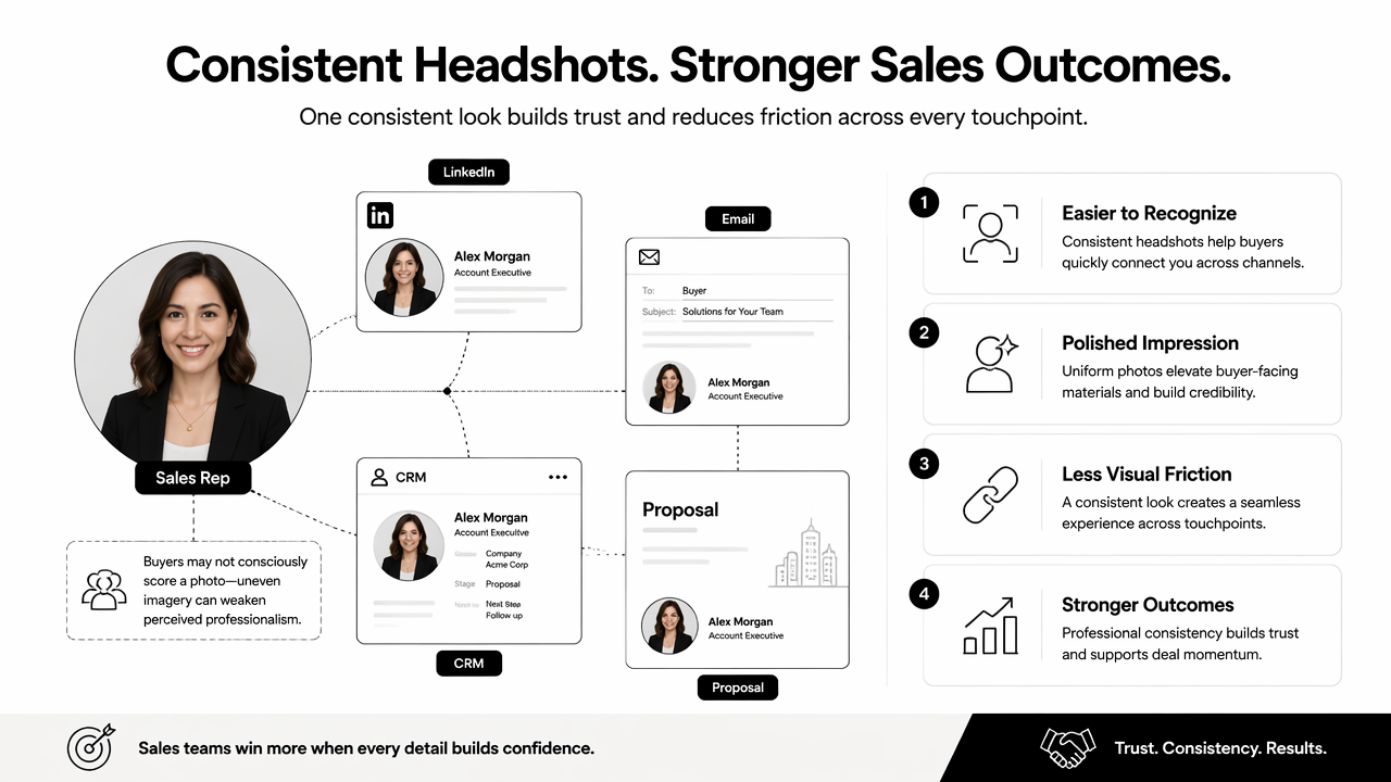 Illustration for How do consistent headshots support sales outreach?