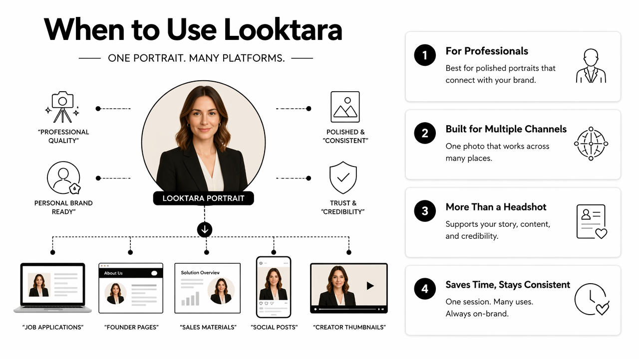 Illustration for How Looktara handles business portrait workflows