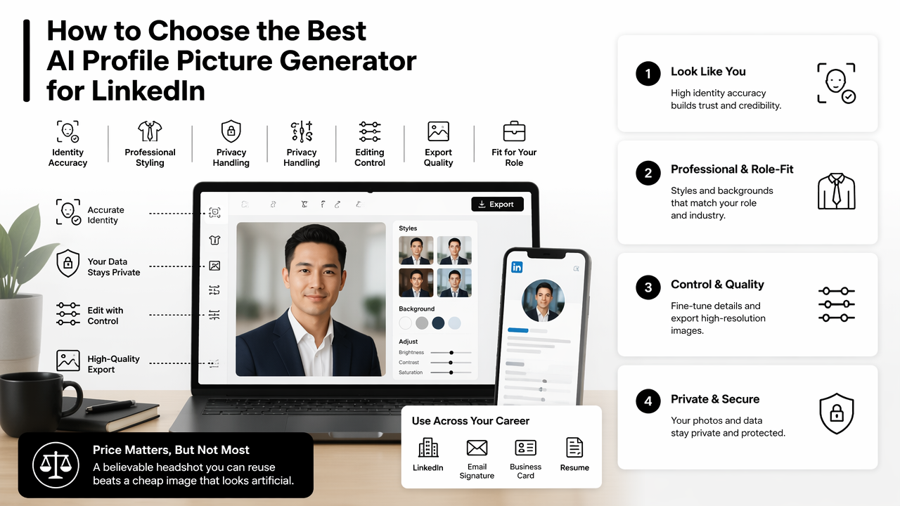 Illustration for How should the best ai profile picture generator for linkedin be judged?