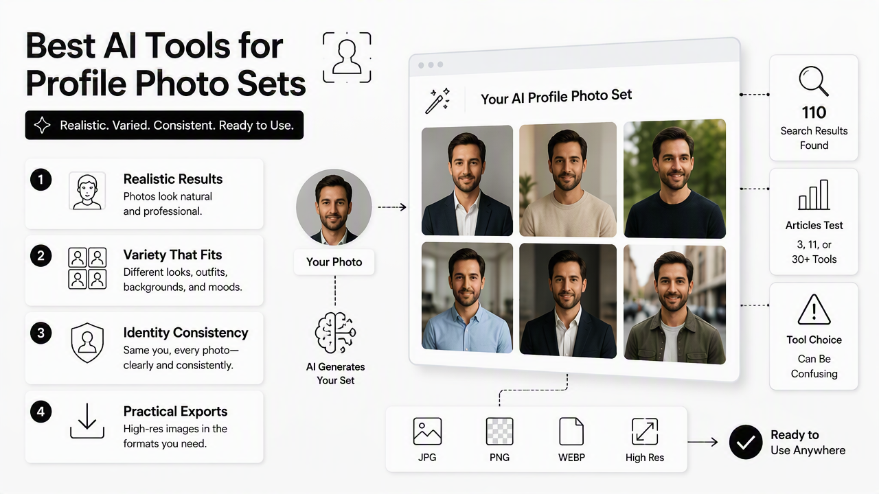 Illustration for Best AI tools for profile photo sets in 2026