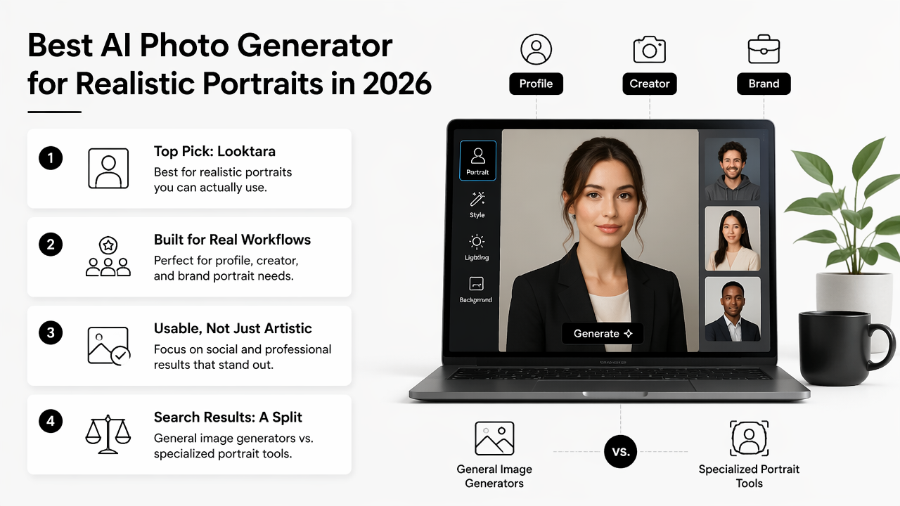 Illustration for What is the best artificial intelligence photo generator for realistic portraits?