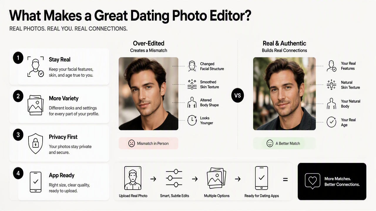 Illustration for How should a dating photo editor be judged?