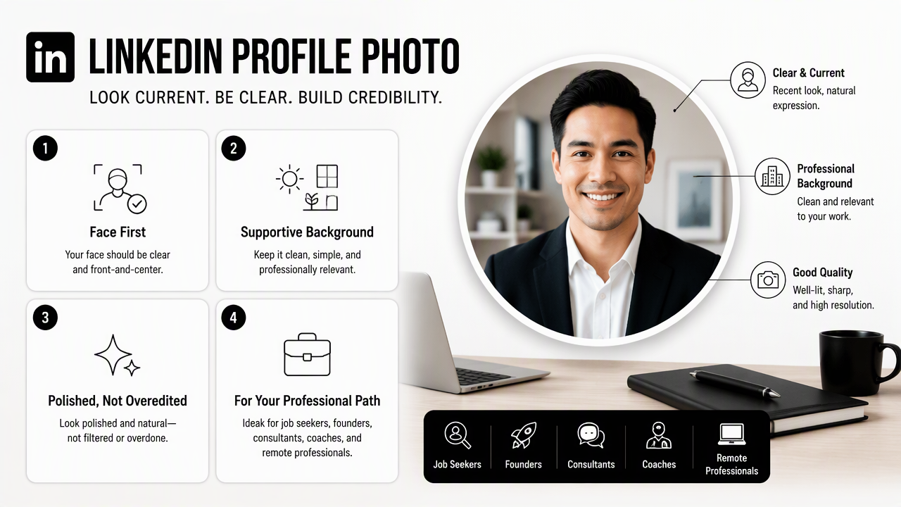 Illustration for How should a LinkedIn profile photo look in 2026?