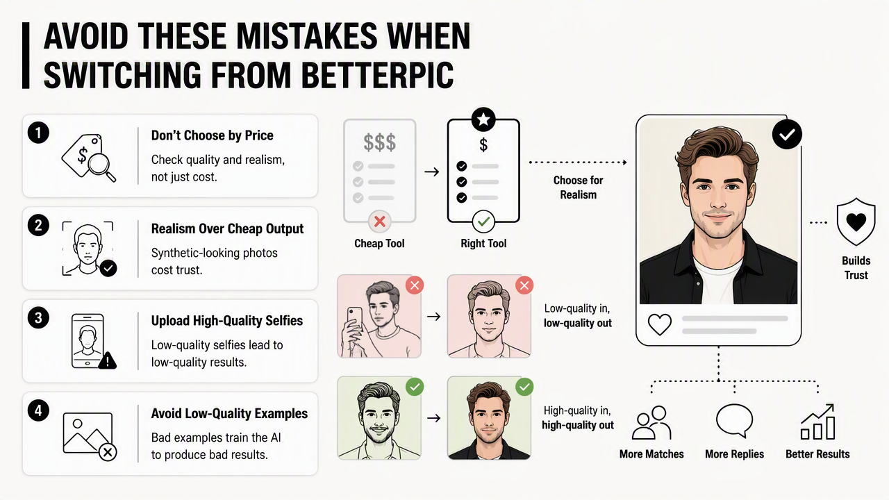 Illustration for What are the common mistakes when switching from BetterPic?