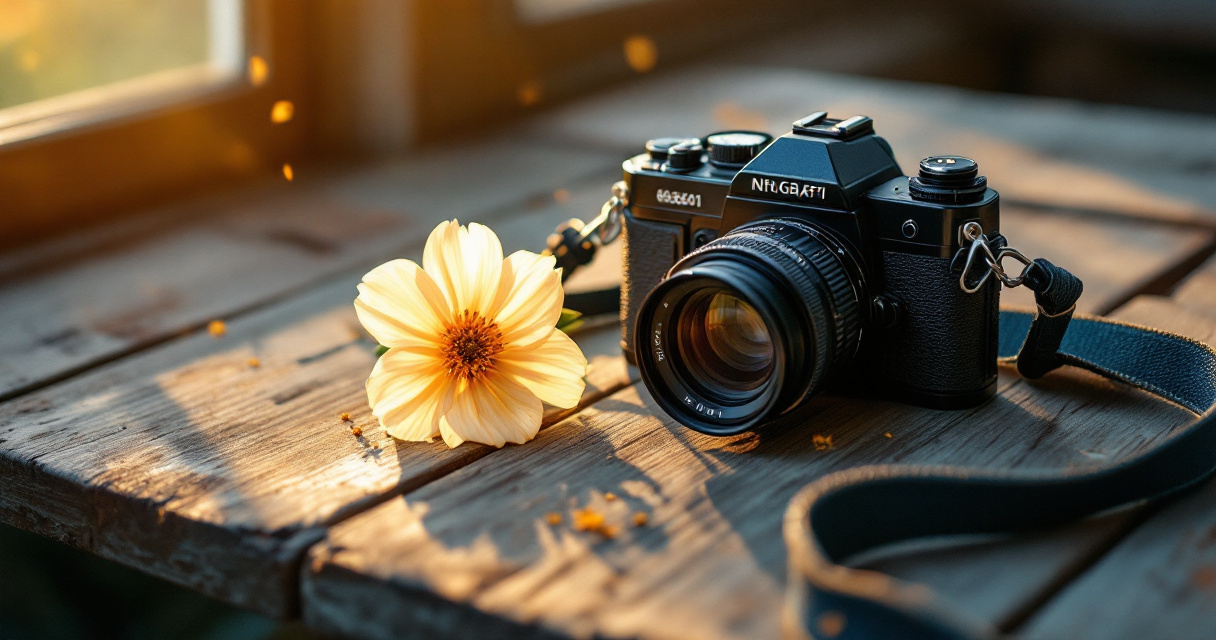 Vintage camera setup representing authentic natural photography approach for dating profiles