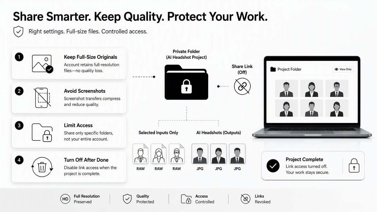 Illustration for What sharing and download settings prevent quality loss?