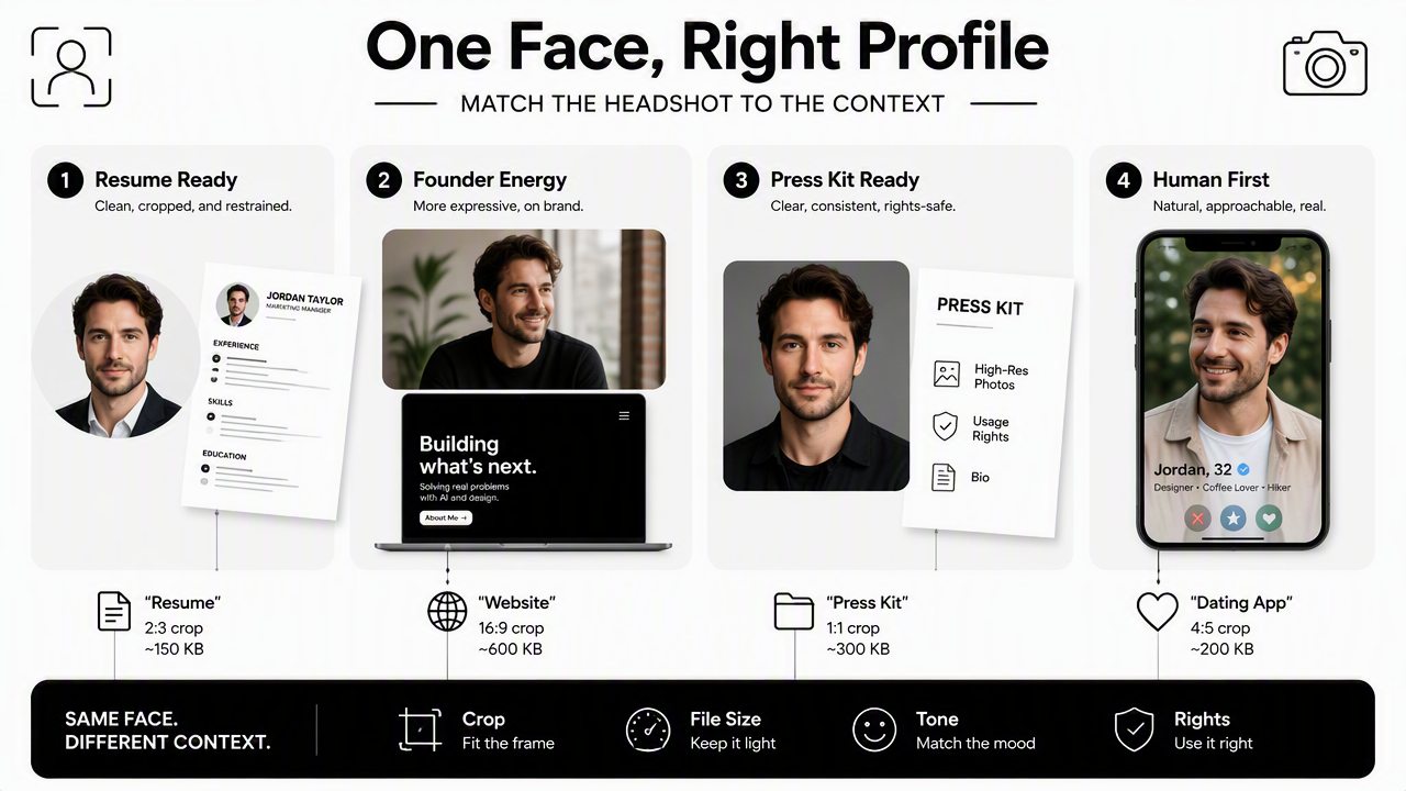 Illustration for How should each profile get the right headshot version?