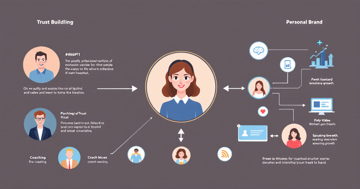 Infographic showing how professional coach headshots build trust, support personal branding, and compare AI and traditional photography for coaches.