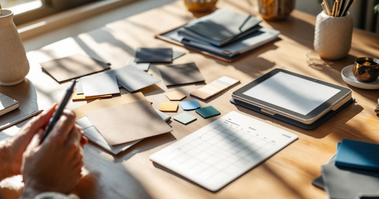 Corporate headshot program planning materials including skin tone references and scheduling tools for inclusive photography