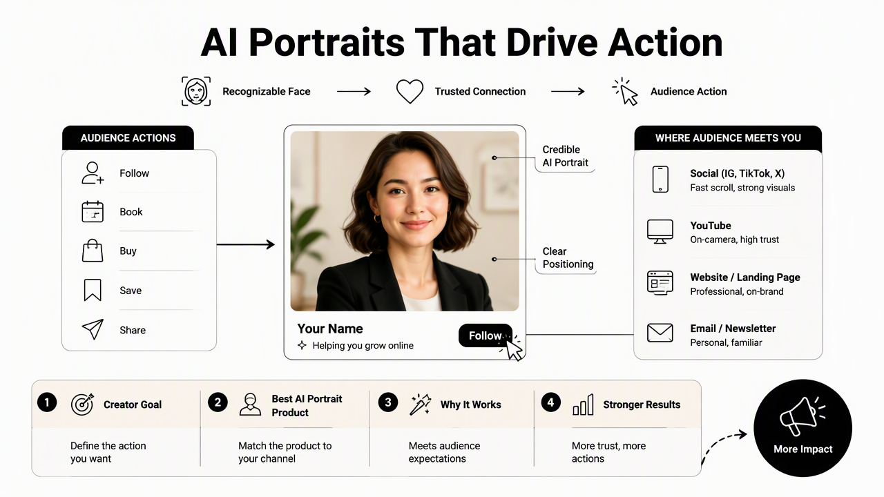 Illustration for Which AI portrait products fit a credible creator brand?