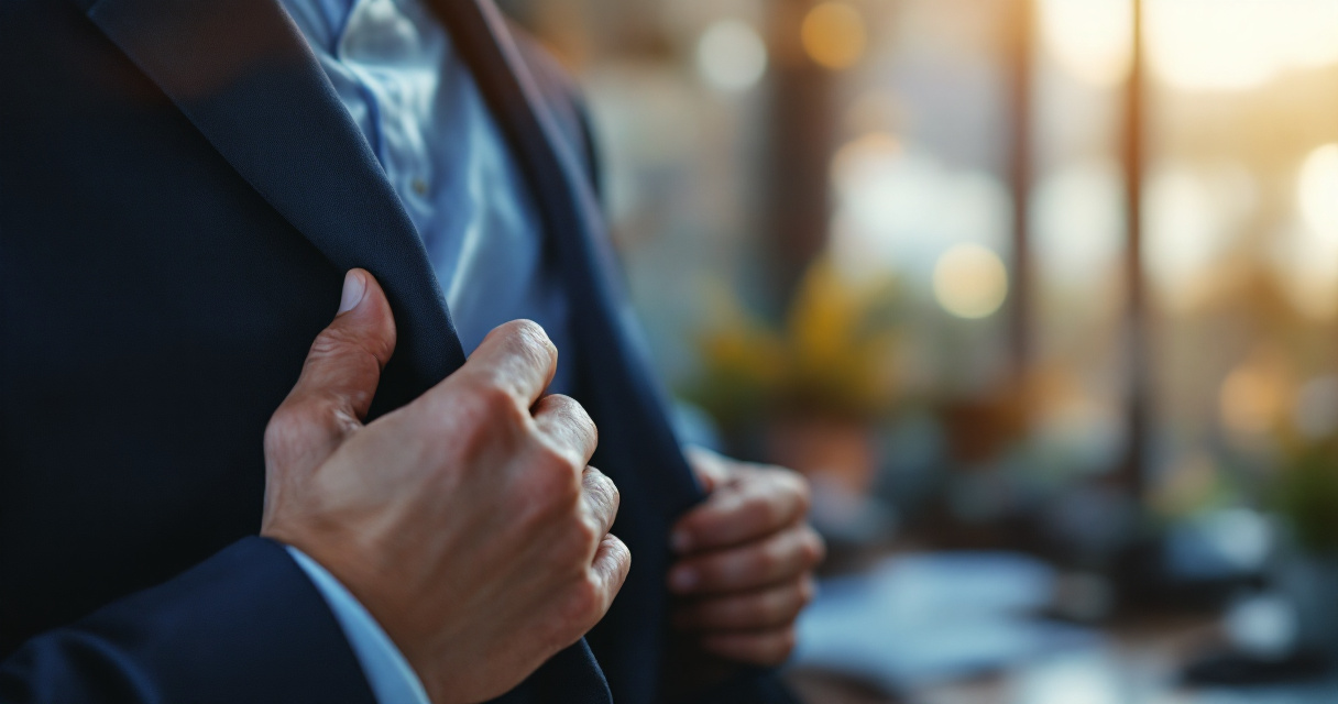 Entrepreneur adjusting professional blazer in natural light representing personal brand photography elements