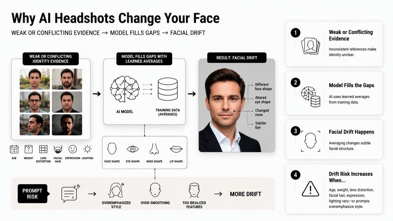 Illustration for Why do AI headshots change facial structure?
