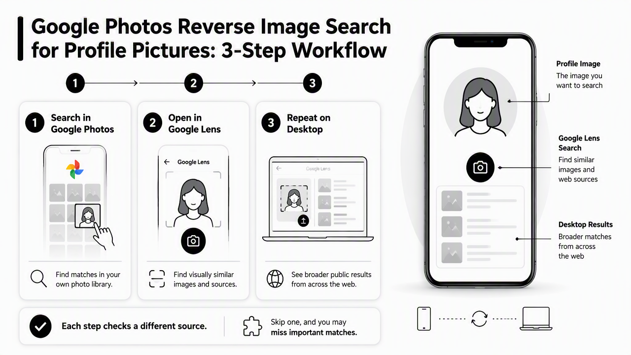 Illustration for How to run google photos reverse image search for profile pictures