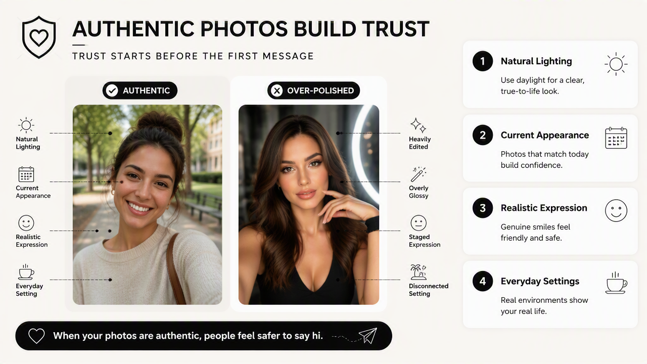 Illustration for Why should personal dating profile photos look authentic?