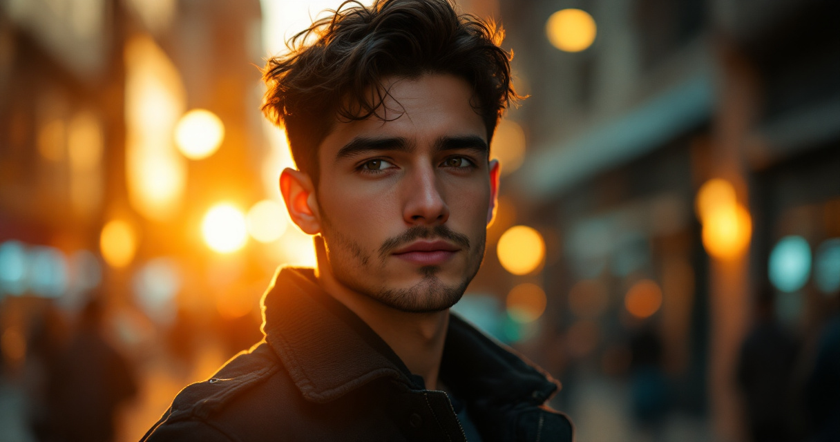 confident man portrait golden hour urban photography dating profile example natural lighting