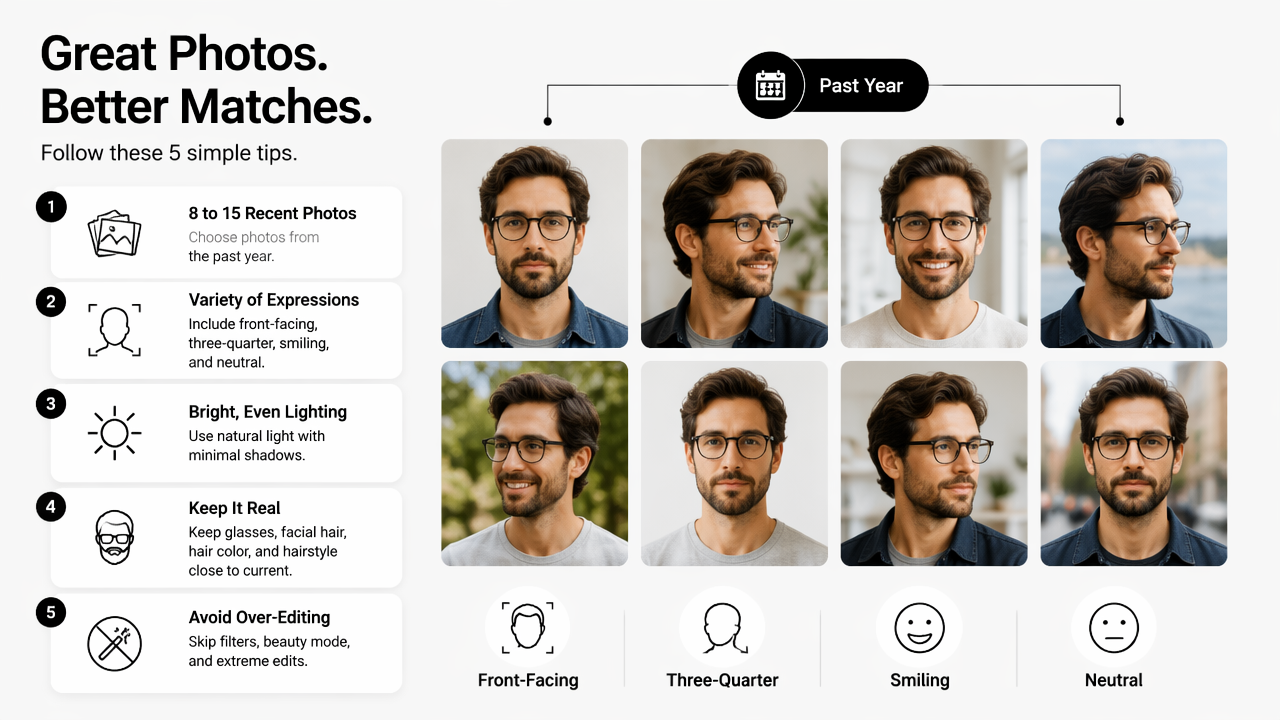 Illustration for How to choose source selfies for face accuracy