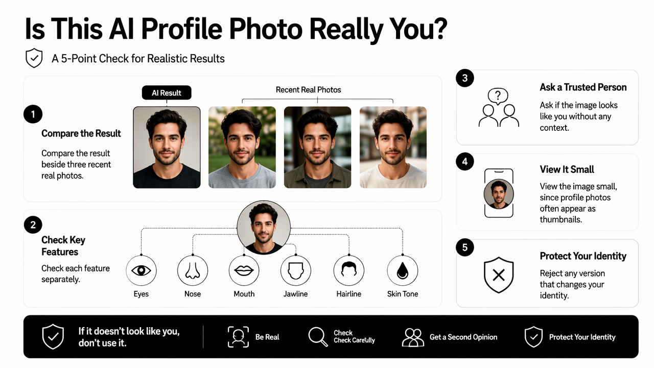 Illustration for How to audit an AI headshot before posting
