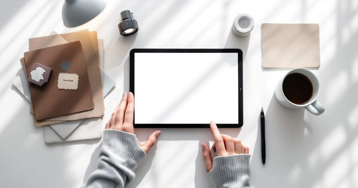 Overhead editorial desk scene showing six visual ingredients for stronger AI profile photo prompts