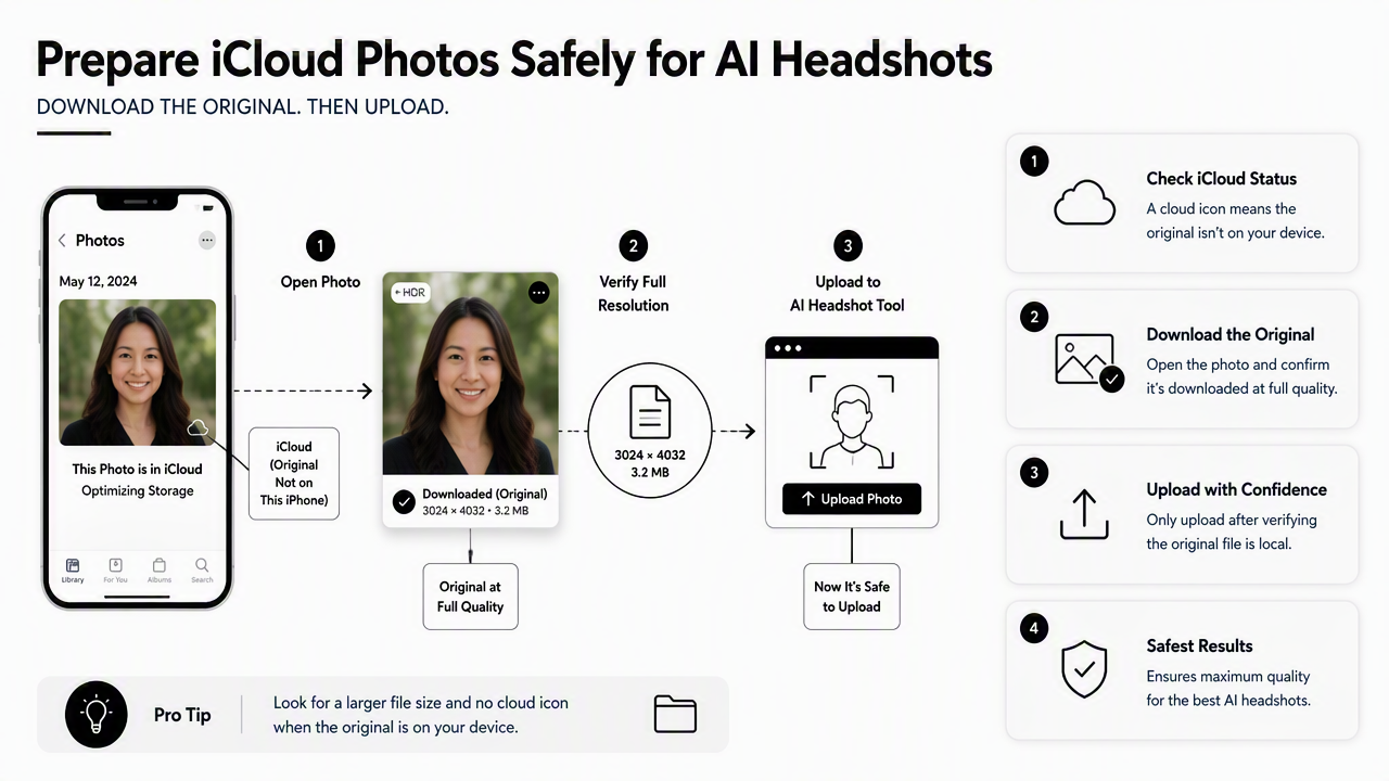 Illustration for How to download full-resolution iCloud Photos before uploading