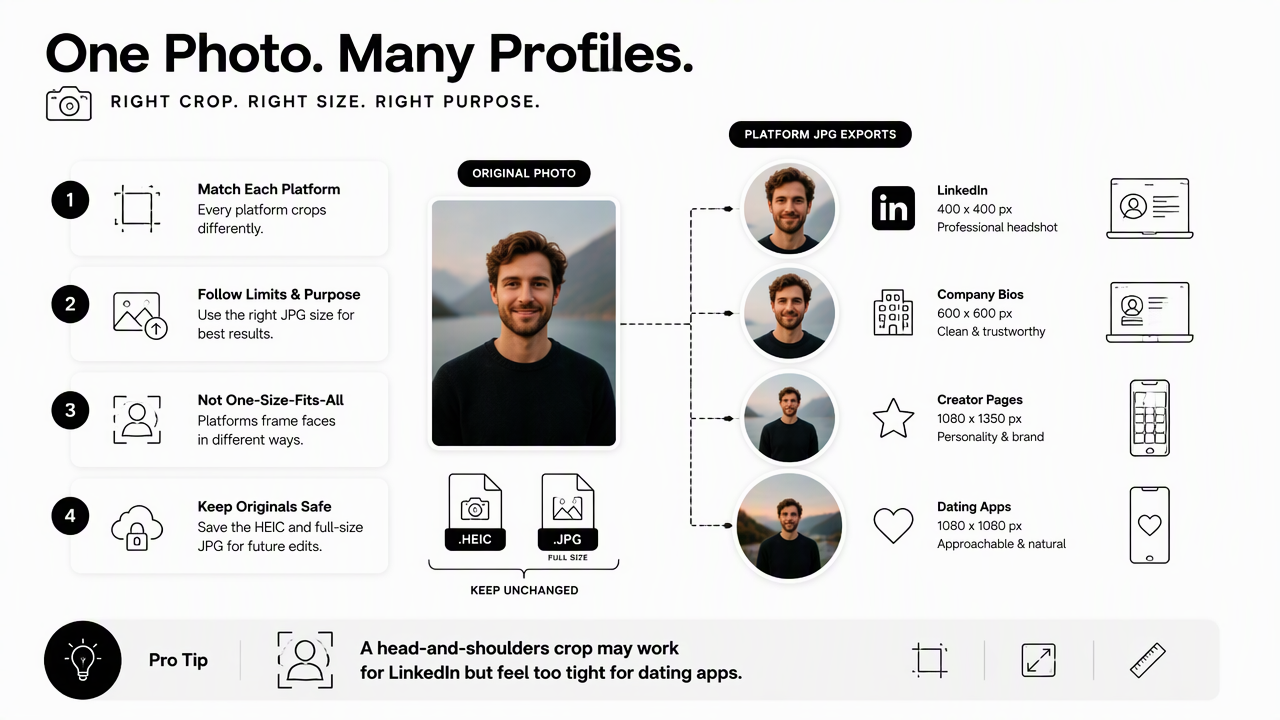 Illustration for Which JPG version should each profile platform receive?