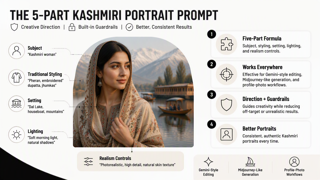 Illustration for Prompt formulas that create realistic Kashmiri portraits