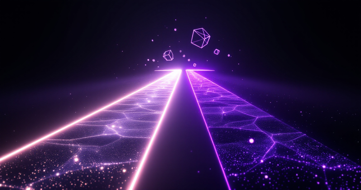 Abstract visualization comparing free versus paid AI headshot service tiers with diverging illuminated pathways